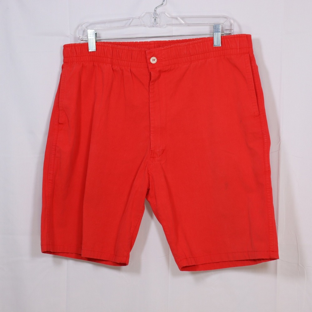 Flying Scotsman Shorts Mens 36 Coral/Red Elastic Waist Cotton Summer‎ Beach